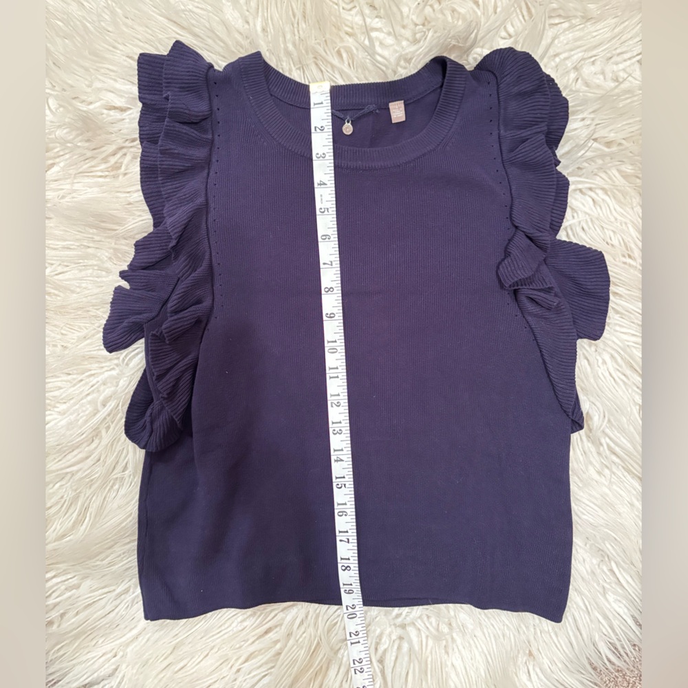 Anthropologie Navy Knitted & Knotted
Ruffle Sleeve Sweater Size S - Picture 9 of 14